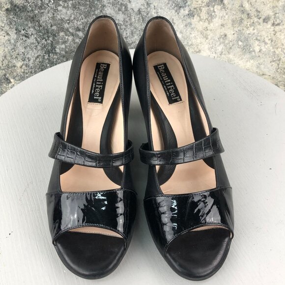 Beautifeel EU 39 (US 8-8.5) Tessa Black Leather Mary Jane High Heels $358 - Picture 7 of 15